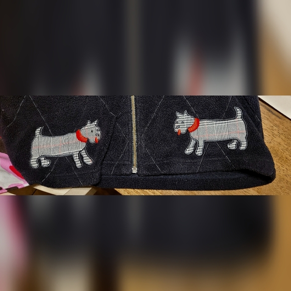 Vintage TanJay Black Fleece Vest with Scottish Dogs - Picture 3 of 4